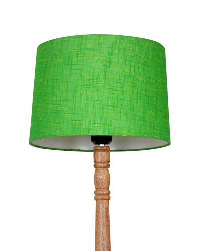 Image of Homesake Mid Century Modern Floor Lamp for Living Room | Hand Turned | Corner Lamp for Living Room, Stand Lamp with Fabric Lampshade for Bedroom, Study Room and Office, (Green)