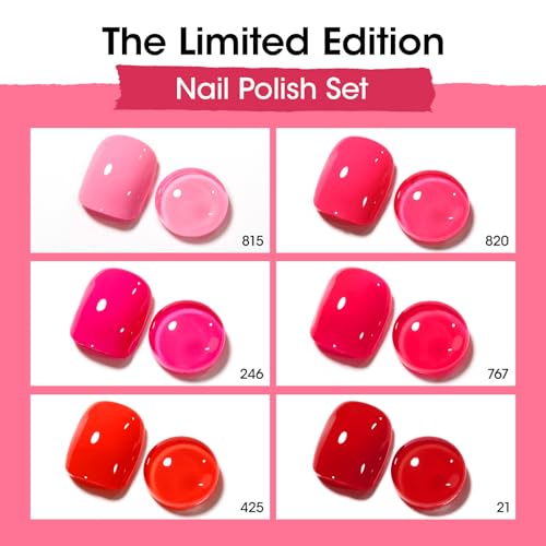 GELLEN Red Pink Nail Polish, Quick Dry, No UV/LED Light Needed, HEMA Free Alternate view