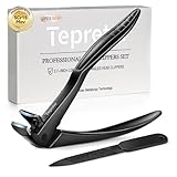Ergonomic Long Handle Toenail Clippers for Seniors, Angled Head Wide Jaw Fingernail Clipper for Thick Ingrown Toenails Arthritis for Men Women, Large Finger Nail Clippers Adult with Nail File