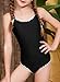 blibean Tween Girls Swimsuits Little Kids Summer One Piece Adjustable Hawaii Beach Bathing Suit Big Girl Fashion Solid Swimwear Traje De Baño para Niñas Size 8-9 Year Old Black