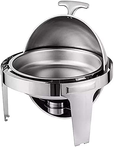 ywewsq Round Roll Top Chafing Dish, 6,8 Liter Edelstahl Chafer und Buffetwärmer Set mit Essenspfanne, Wasserpfanne und… – Bild 3