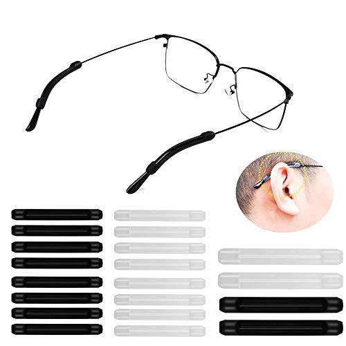 Quadow Silicone Eyeglasses Temple Tips Sleeve Retainer, Anti-Slip Elastic Comfort Glasses Retainers ForQuadow Spectacle Sunglasses Reading Glasses Eyewear, Eyeglass Ear Hook, Sport Eyeglass Strap
