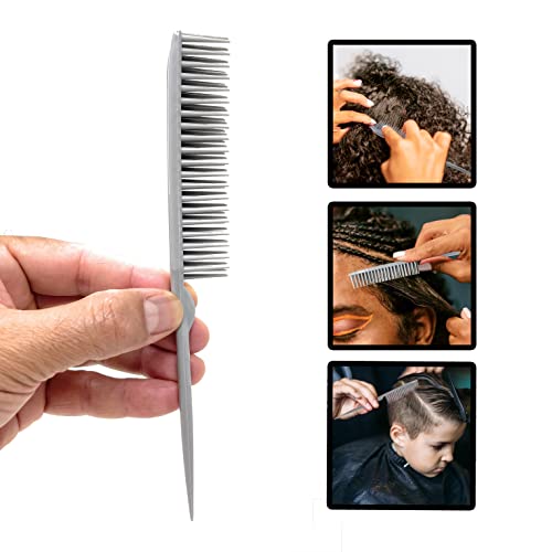Allegro Combs 60 Parting Three Row Combs Salon Hairstylist Hairdresser Detangle Combs For Natural Hair And Wigs For Curly Hair Made In The Usa 2 Pcs. (Grey) #TOP5