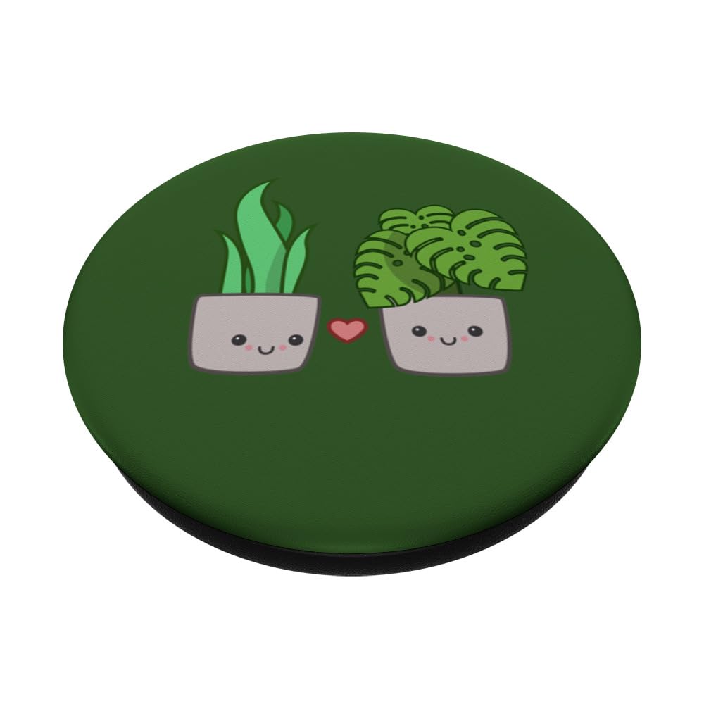 Plants in Love Monstera Deliciosa Swiss Cheese Snake Plant PopSockets Swappable PopGrip, Black - Image 2