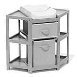Glaf Corner Changing Table, Baby Diaper Changing Station with Storage Drawer Laundry Hamper Multifunctional Portable Diaper Station with Changing Pad for Newborn Infant (Grey)