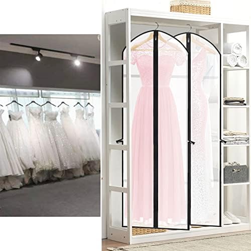 2 Pack Wedding Evening Dress Garment Storage,180cm Anti-Moth Protector Folding PVC Clothes Cover Bag none Pocket Have Handle, Breathable Washable Dress Bags Carrier Protector Bags for Clothes Long