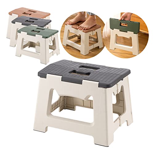 Folding Step Stool, Foldable Foot Stool With 9 Inch Height - Holds Up To 330 Lbs - Lightweight Plastic Foldable Step Stool For Kids, Kitchen, Bathroom & Living Room (Grey) #TOP20