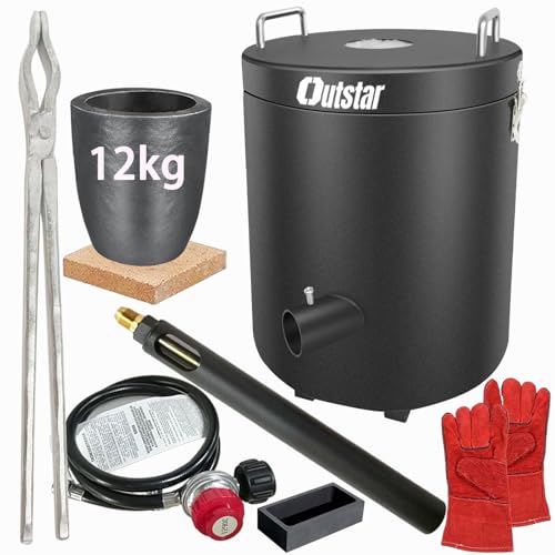 Outstar 12KG Propane Melting Furnace Kit,Large Capacity Foundry Kiln Smelting Gold Silver Copper Aluminum Metal Recycle for Jewelry Making and Metal Casting