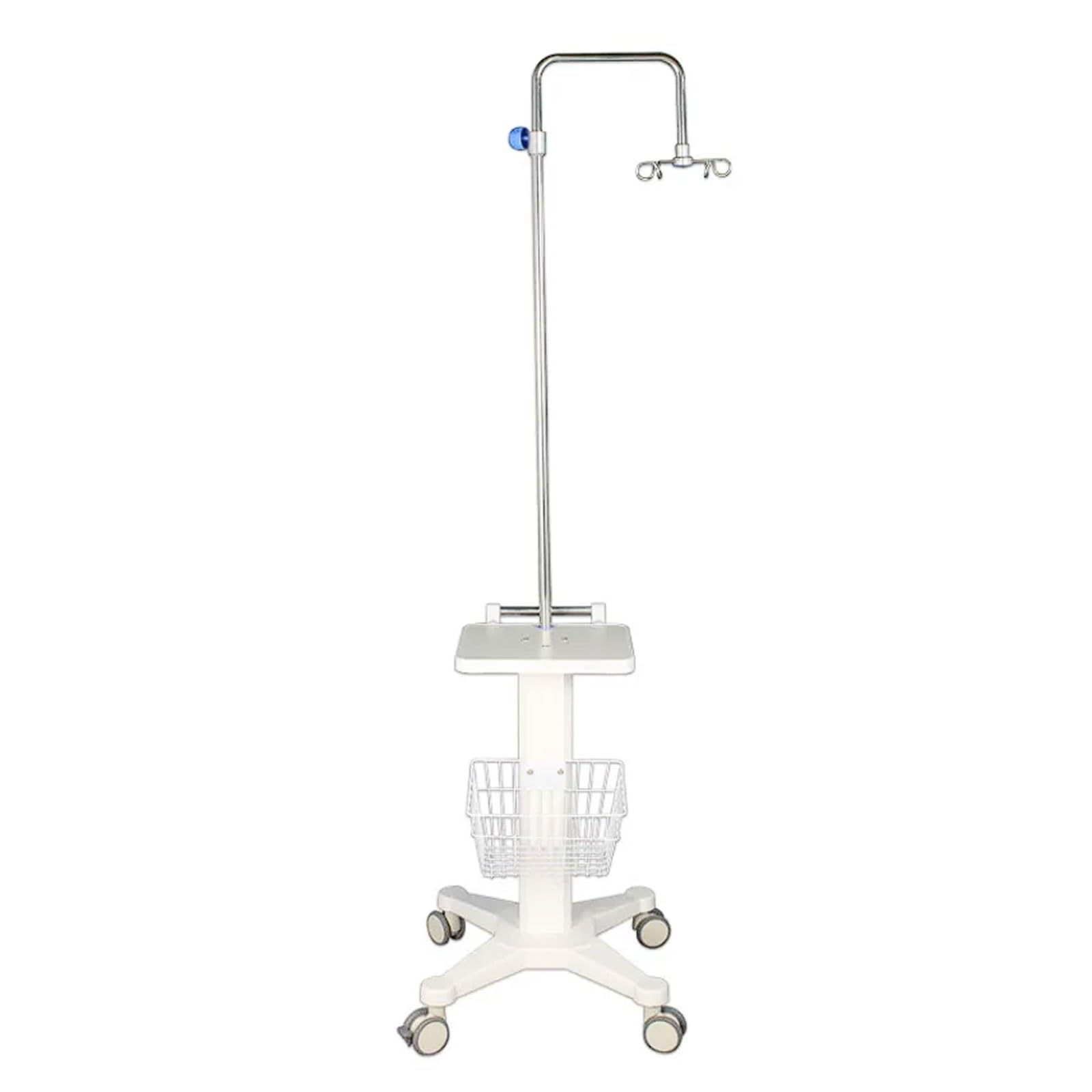 Support de pompe à perfusion multicanal avec plateau et alimentation, support d'établi sur chariot, multiprise 8 prises, panier rangement