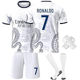 🐉【FUSSBALL TRIKOT SONDEREDITION】Jedes Kindersoccertrikot-Set enthält 1 Trikot, 1 kurze Hose, 1 Paar Socken, 1 Paar Schienbeinschoner.