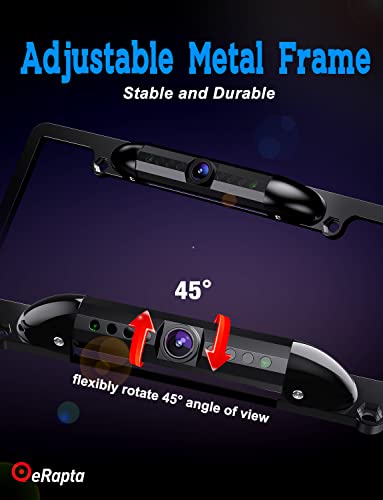 Erapta Backup Camera System 1080P With Stainless Steel License Plate Frame 5.0 Inch Monitor 170° Wide Ir Night Vision Ip69 Waterproof Rear View Reversing Camera For Automotive Car Truck Suv Rv (Em43) #TOP5