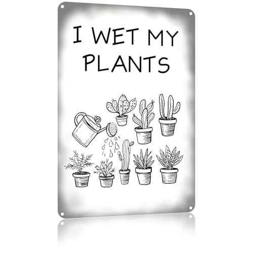 Funny Garden Metal Tin Sign I Wet My Plants Retro Aluminum Sign Wall Decor for Home Garden Porch Yard Greenhouse 12×16 Inch