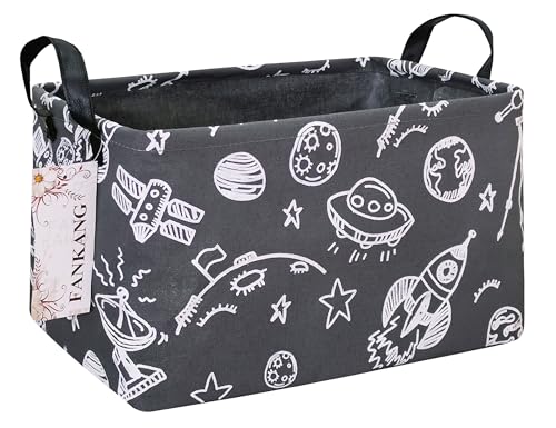 Image of FANKANG Storage Basket,Nursery Hamper Canvas Laundry Basket Foldable with Waterproof PE Coating Storage, Office, Bedroom, Clothes,Toys (Rec-Space Planet)