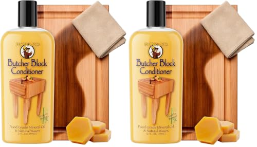 Image of Howard Products Butcher Block Conditioner and Food Grade Mineral Oil for Wood Cutting Boards, 12 Fl Oz - Enhanced Wood Care (Pack of 2)