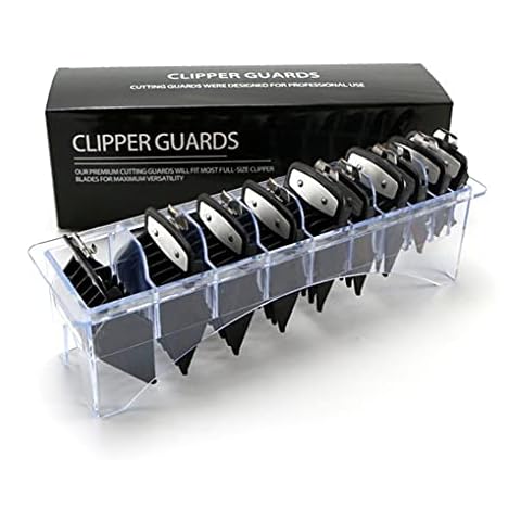 Clipper Guards Cutting Guides for Wahl with Metal Clip #37-500 – /8” to ”– Fits All Full Size Wahl Clippers (Black-Pack of 10) Cover
