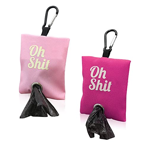 Dispenser per Sacchetti di Rifiuti per Animali Domestici, in 2 Colori, per Guinzaglio, Portatile Sacchetti per Rifiuti per Cani, con Clip in Metallo (Rosa, Rosso)