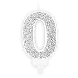 Geburtstagskerze Zahl 0 in Silber 7 cm Tortendekoration Kuchenkerzen