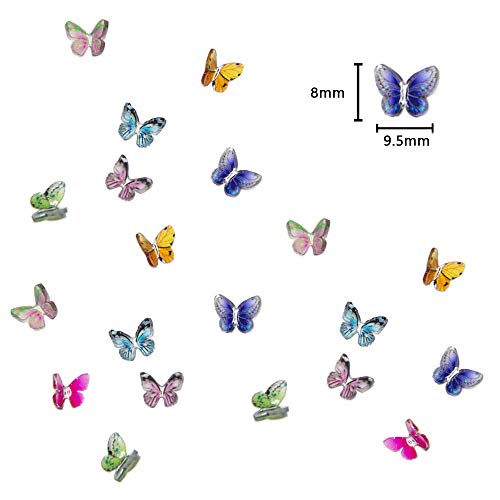 48Pcs Butterfly Acrylic Nails 3D Butterfly Nail Charms Glitter Clear Butterfly Nail Designs White Blue Colorful Butterfly Acrylic For Nail Art Decoration & Diy Crafting Design #TOP2