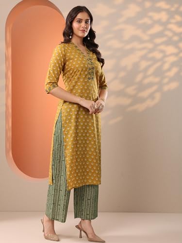 Image of Libas Printed Libas Cotton Straight fit Kurta set for Women | daily wear suit