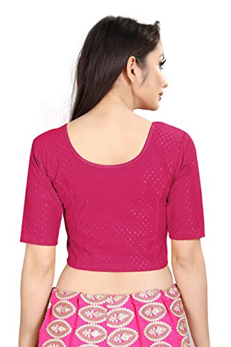 Round Neck Pure Dobby Cotton Stretchable Elbow Sleeve Readymade Saree Blouse for Women Stylish (us208)4