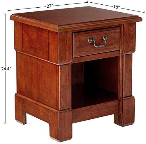 Home Styles Aspen Rustic Cherry Finish Queen Bed Set with Frame Moldings and Carved Posts, Matching Nightstand Crafted from Mahogany Solids