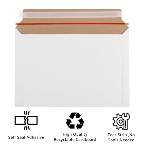 ZOFUN 50 DIN A4 Versandtaschen aus Karton, A4 Umschläge, 229 x 324 mm Briefumschläge A4 aus Karton Vollpappe, Kartonkuverts Vollpapptaschen für Broschüren Fotos Bilder Wandkalender, 229x 323 mm（Weiße）