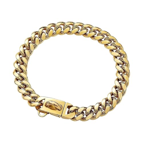 14mm�S�[���h���p�`�F�[���J���[ - �y�b�g�p�X�e�����X�X�`�[�������^���l�b�N���X(Gold,10inch(25cm))