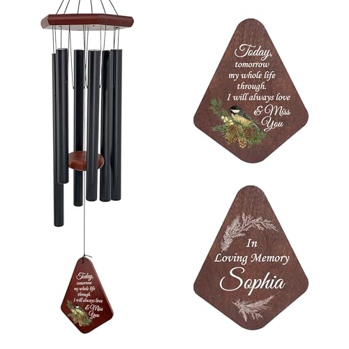 Image of ASTARIN Personalized Name Memorial Wind Chimes, Sympathy Gift for Loss of Lover Mom Dad, Bereavement Deep Tone Wind Chimes for Outside in Memory Gift, Decor Outdoor Garden Patio