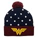 Juniors DC Wonder Woman Navy, Red & Gold Cuff Pom Beanie Standard
