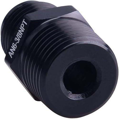 Miniatura 5 de CNRAQR Adaptador de tubo recto 6AN macho acampanado a 38NPT de aluminio negro 2 piezas