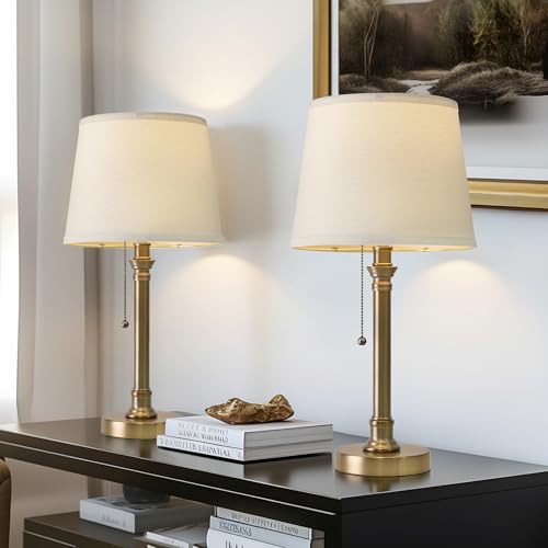 Oneach 19.5” Warm Gold Table Lamps Set of 2, Pull
