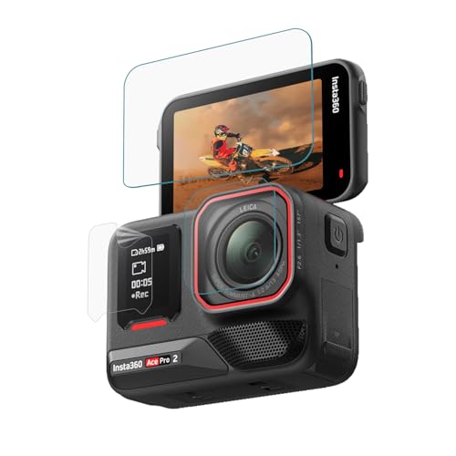 Image of POPIO Military-Grade Gorilla Tempered Glass for Insta360 Ace Pro 2 | Screen & Lens Tempered Glass + PET Secondary Screen Guard | 3-Piece Set