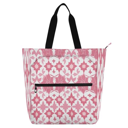 Boho Stripes Tote Bag,Large Capacity Handbag with Zipper Perfect for School,Travel,Shopping