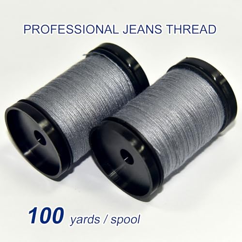 Hilo de costura Denim 2 bobinas color gris carbón miniatura 4