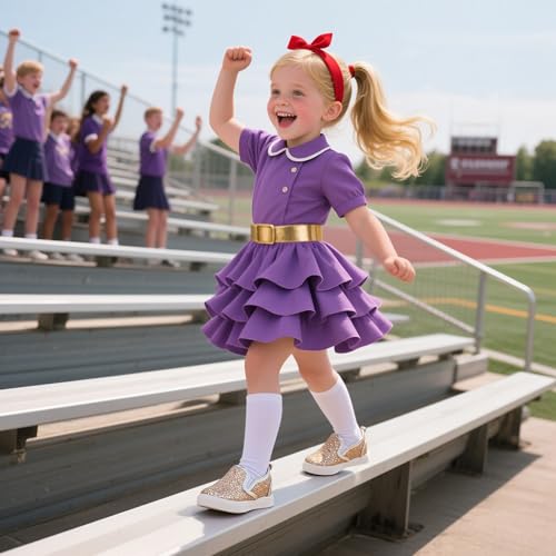 Sparkly Sneakers for Girls 3-12 Years Slip-On Comfort Fit Casual Princess Shoes3