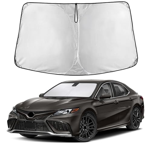 EcoNour Windshield Sunshade Compatible for Toyota Camry 2018-2022 2023 2024 LE SE SE Nightshade XLE XSE TRD Sun Visor for Front Windshield Sun Shade Cover UV Heat Protector Car Accessories