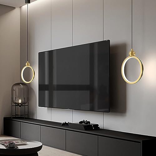 Lámpara colgante de 13W con anillo metálico dorado e iluminación LED 4