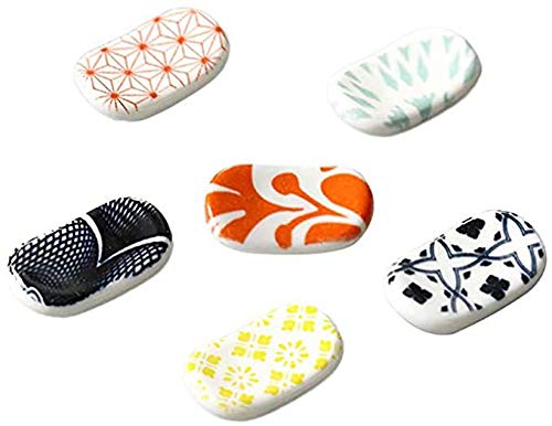 Kaever Ceramic Chopstick Holder Japanese Style Fork Holder Tableware Knife Spoon Rack Kitchen Accessory 6pcs (Random Color)