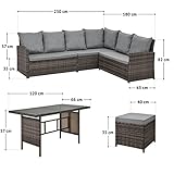 SVITA Monroe Polyrattan Ecksofa Rattan-Lounge Esstisch Gartenmöbel-Set Sofa Garnitur Couch-Eck - 6
