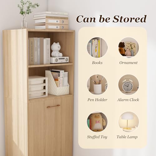 Image of Natural Foldable Office Desk, Fold Out Convertible Hidden Murphy Computer Desk with Storage Shelves, Multi-Function Folding Writing Table for for Small Spaces, Home Office