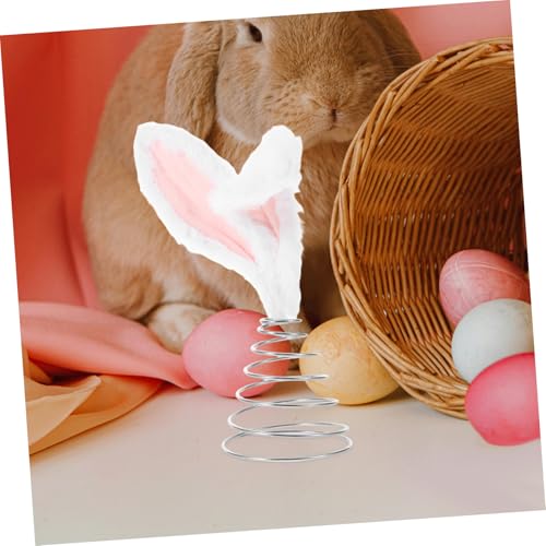 Adorno para árbol de Navidad con orejas de conejo de peluche y espiral metálica flexible 6
