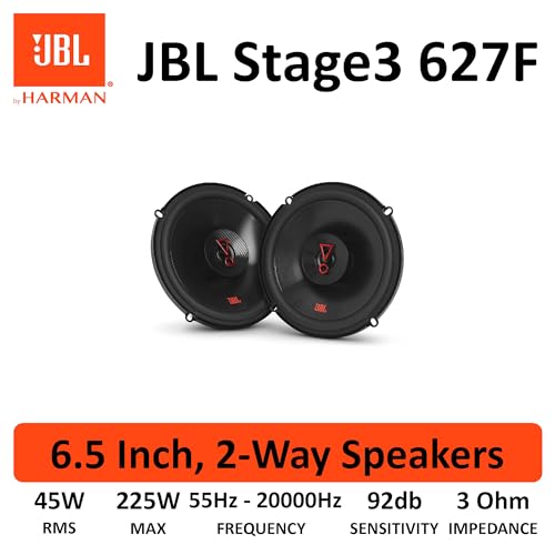 JBL Stage3 627F 16,5 cm (6,5 inch) 2-weg coaxiale speakers, 45 W RMS / 225 W piek, Plus One™ polypropyleen conus, PEI-dome tweeter, 3 ohm, 92 dB, slank ontwerp, helder JBL-geluid - Afbeelding 6