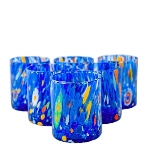 MurArt Bicchieri di Murano Set da 6 bicchieri da 300ml Collezione Tower in vetro soffiato a mano in lavorazione artigianale Made in Italy