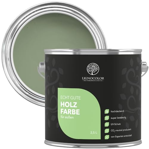 Lignocolor Holzfarbe Außen matt | wetterfeste Farbe für den Außenbereich (Salbeigrün matt, 750ml) | hochdeckend & hochbeständig