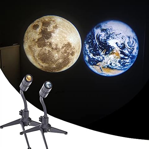 AISEN Earth Moon Projection Lamp, 2 in 1 Earth Moon Sunset Lamp USB, 360°Rotation Earth Moon Globe Night Light for Bedroom Living Home Decor Cover