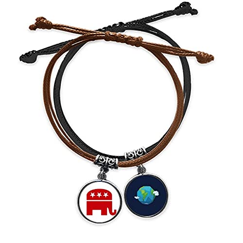 Pulsera elefante de EE. UU. de cuero como regalo para patriotas