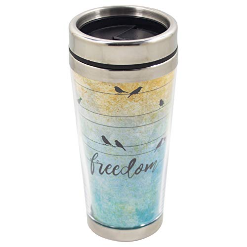 Freedom Blue Ombre Black Bird 16 Ounce Stainless Steel Travel...