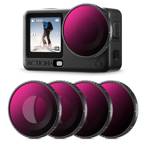 K&F CONCEPT ND/PL Filter Kit Compatible with DJI Osmo Action 6 4Pack ND8/PL ND16/PL ND32/PL ND64/PL Screw On Polarizing Neutral Density Filter HD Optical Glass/Multi-Coated Action Camera Accessories