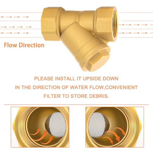 Image of GASHER 1PCS Brass 1 inch Female Y Strainer Mesh Filter Valve for Water Oil Separation