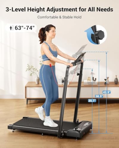 Image of THERUN Walking Pad with Handle Bar, 2 in 1 Under Desk Portable Treadmill